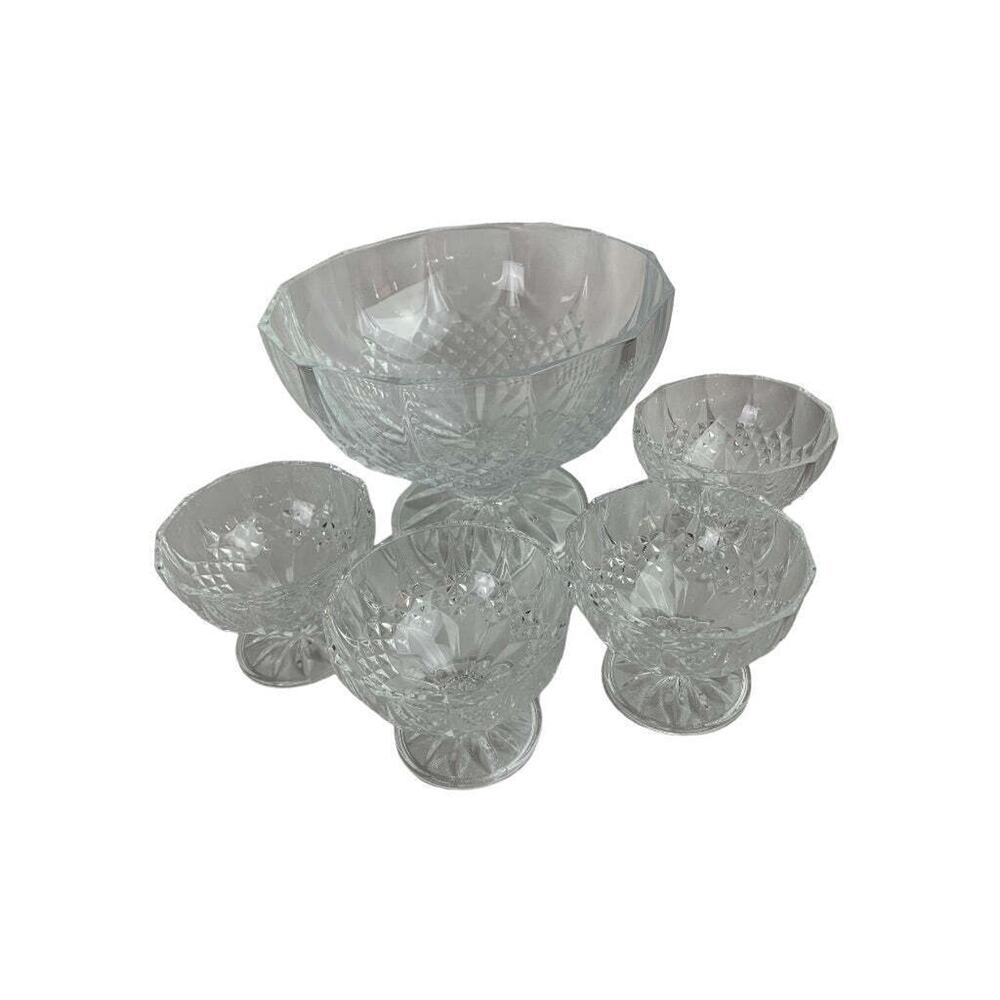 Vintage Crystal Compote Pedestal Serving Bowl and 4 Compote Dishes